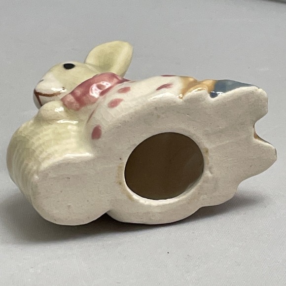 Pair Vintage Ceramic Bunny Rabbit Figurines Hand Painted Anthropomorphic CRAZED - Picture 15 of 15